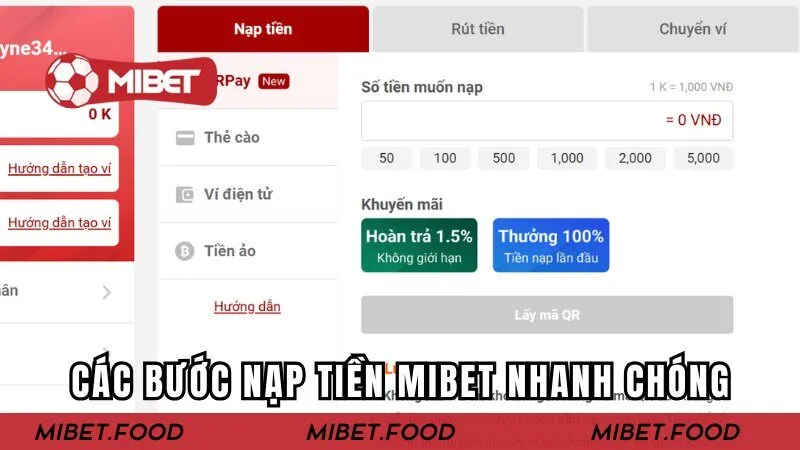 Bật mí quy trình nạp tiền MIBET nhanh chóng nhất